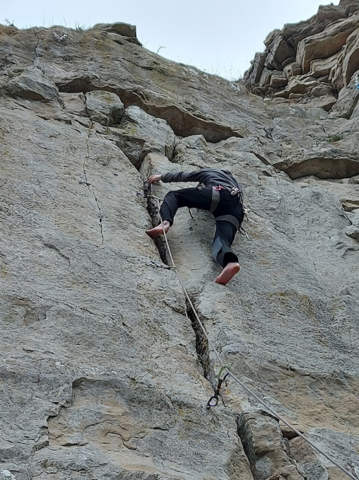 Liam repeating the bare-footed ascent.