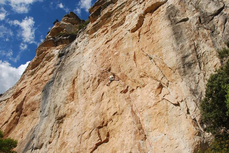 Me on a scarily run-out 6b+