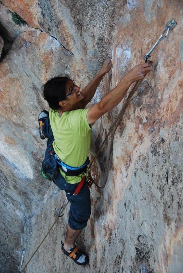 Amar attempting the 6b climb