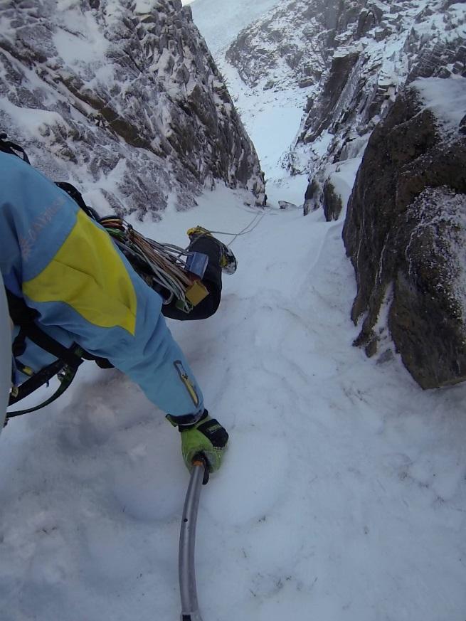 Knut having just negotiated the icy step in the middle of The Couloir (I/II)